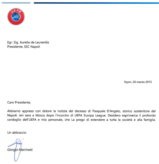 cordoglio uefa pasquale d'angelo