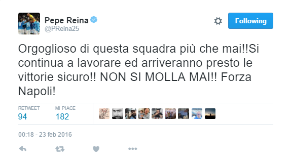 pepe reina tweet