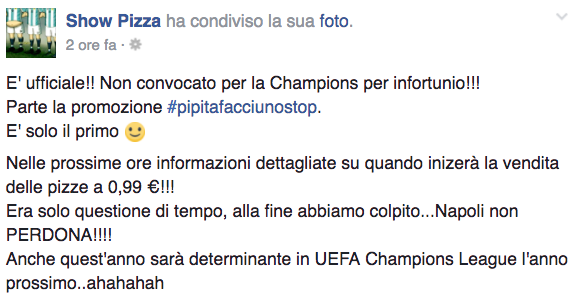 Higuain pizza infortunio