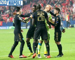 BENFICA, NAPOLI NELLA FOTO: ESULTANZA FINE GARA FOTO MOSCA