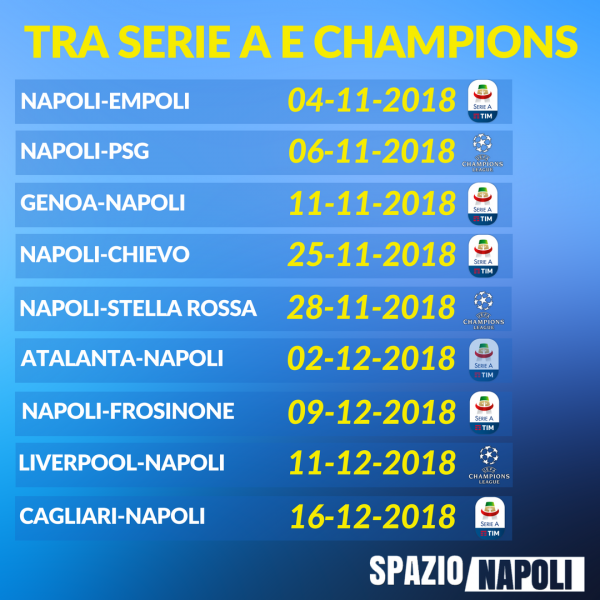 INCROCIO CALENDARIO CHAMPIONS CAMPIONATO
