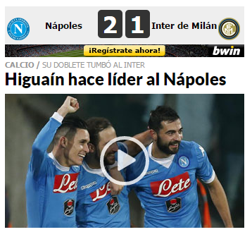 Napoli marca - Higuain rende il Napoli leader