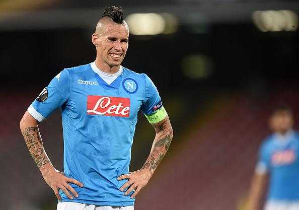 NAPLES, ITALY - SEPTEMBER 17: Marek Hamsik of Napoli in action during the UEFA Europa League match between Napoli and Club Brugge KV on September 17, 2015 in Naples, Italy. (Photo by Francesco Pecoraro/Getty Images)