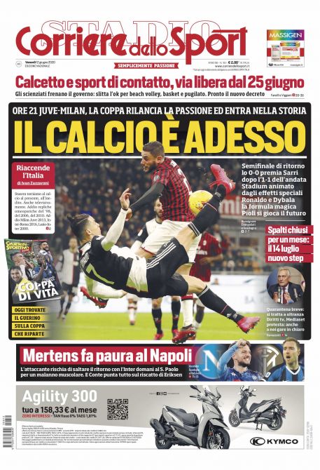 CdS, prima pagina: “Mertens mette paura al Napoli, rischia di saltare l’Inter per un problema muscolare!” (FOTO)