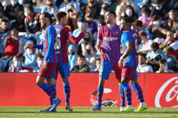 Mingueza, Lenglet, Busquets, Depay