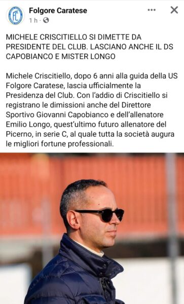 Criscitiello dimissioni