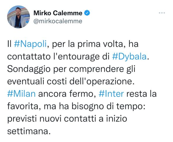 Calemme Dybala Twitter