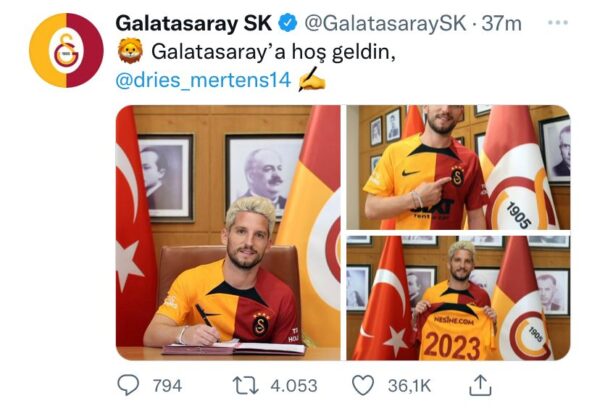 UFFICIALE – C’è la firma di Mertens al Galatasaray