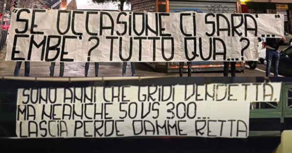 striscioni tifosi roma napoli