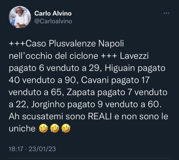 Carlo Alvino plusvalenze