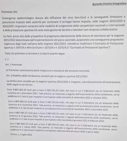 Carta Ronaldo Juventus Corriere della Sera