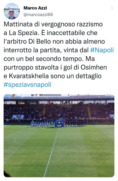 Spezia-Napoli cori razzisti