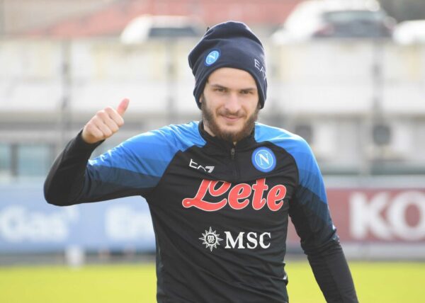 Napoli Kvaratskhelia in allenamento a Castel Volturno