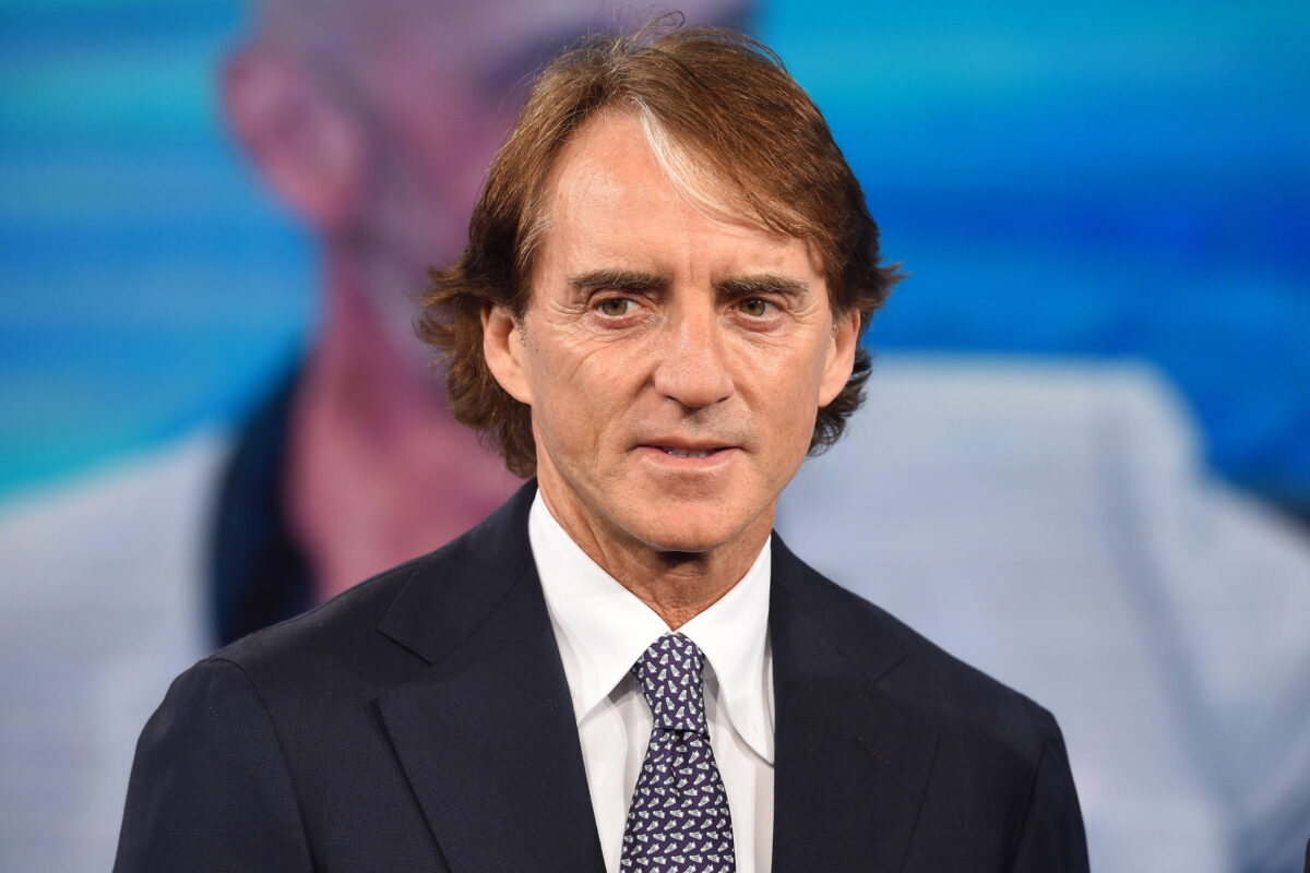 Roberto Mancini negli studi Rai