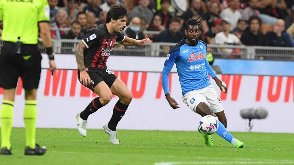 Anguissa pressato da Tonali durante Milan Napoli