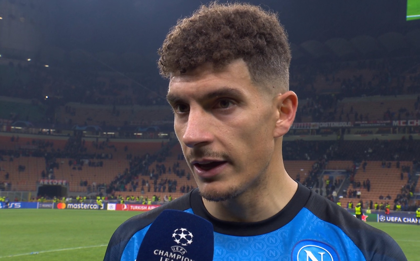 Giovanni Di Lorenzo durante il post-partita di Milan-Napoli