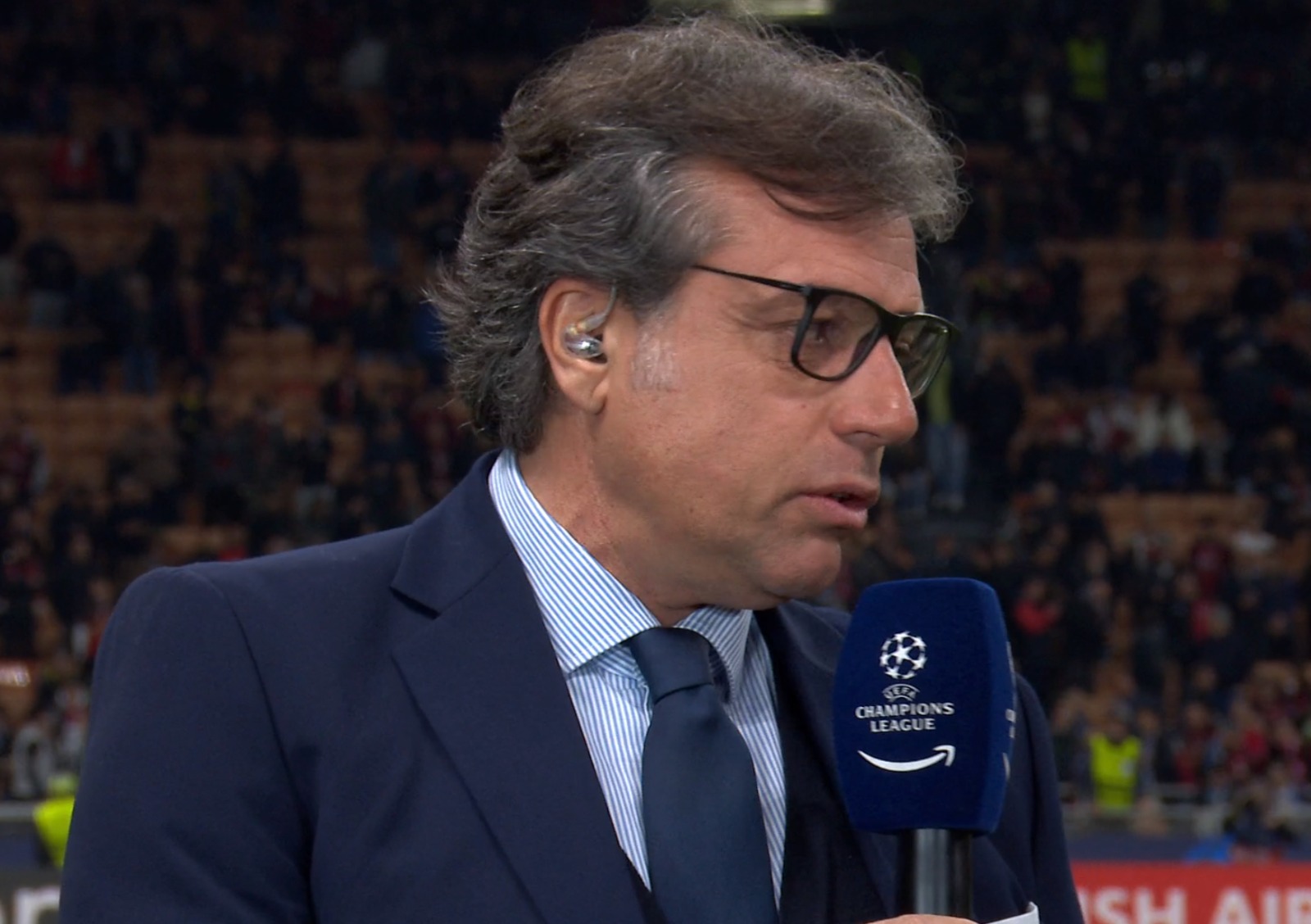 Cristiano Giuntoli nel pre-partita di Milan-Napoil