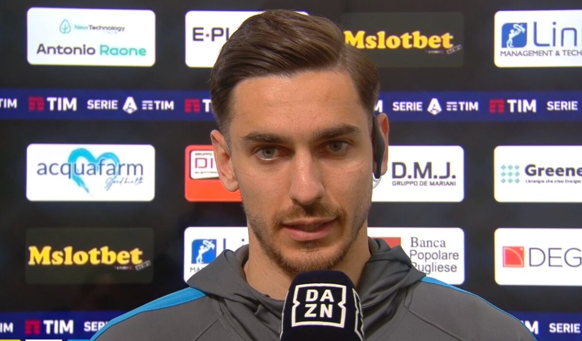 Alex Meret durante il post-partita di Lecce-Napoli