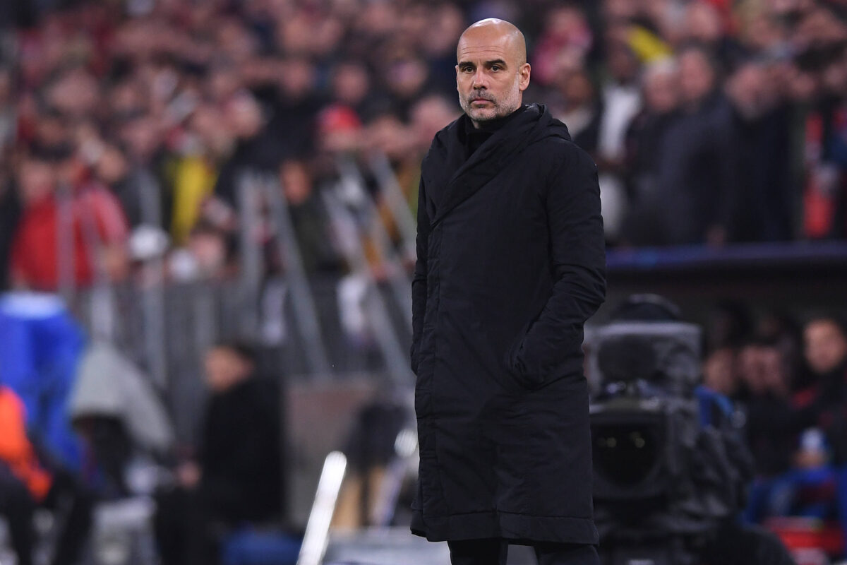 Pep Guardiola concentrato nel corso di Bayern Monaco-Manchester City