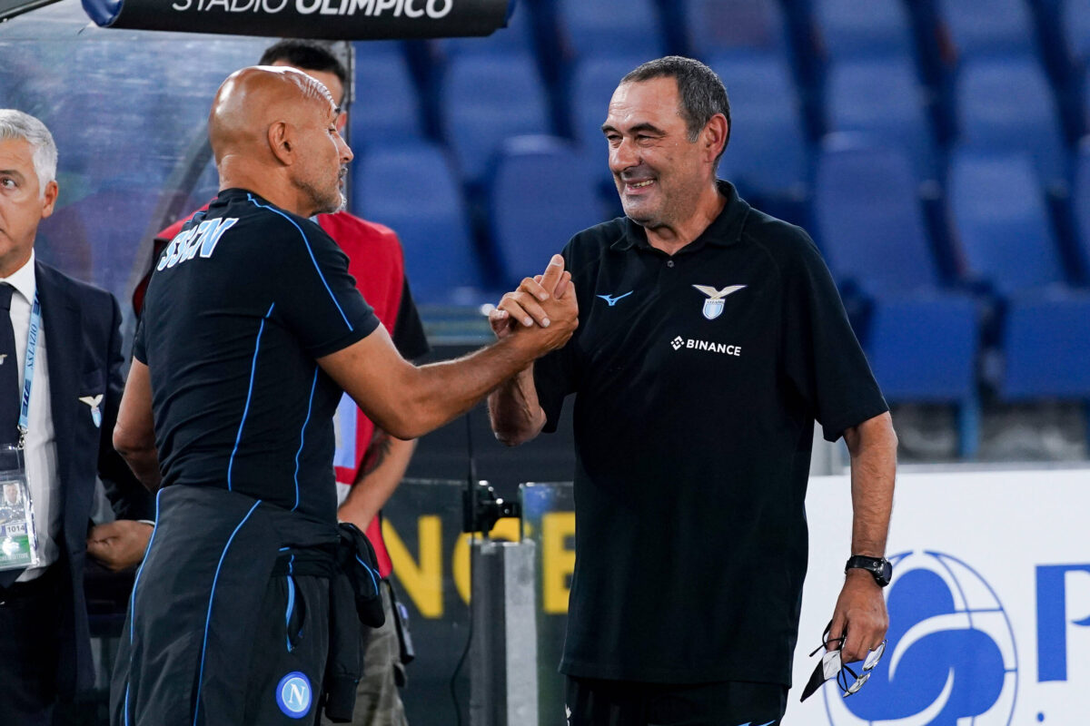 Spalletti e Sarri si stringono la mano prima di Lazio-Napoli