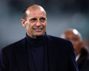 Max Allegri sorride nel corso di Juve Nantes di Europa League