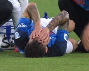Gianluca Gaetano in lacrime dopo l'infortunio
