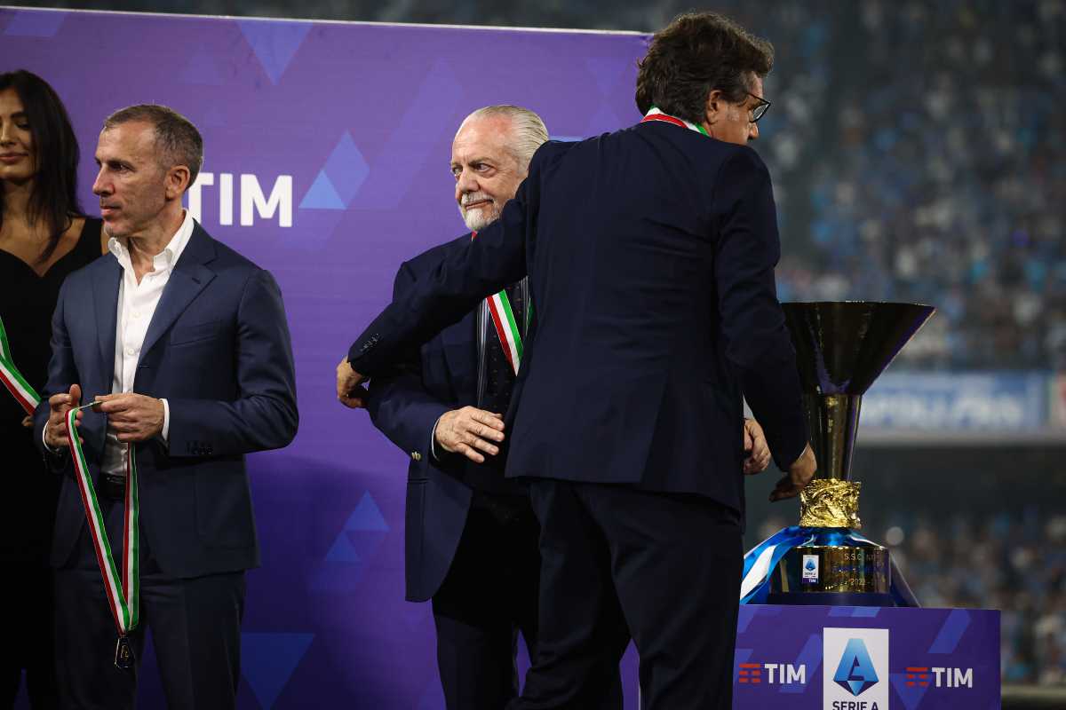 Giuntoli ringrazia De Laurentiis in conferenza