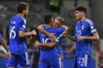 Italia esultanza dopo il gol di Frattesi all'Ucraina