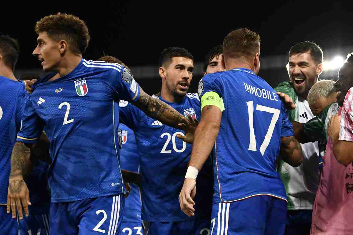 esultanza dei calciatori dell'Italia