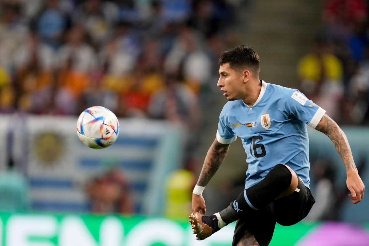 Olivera in gol con l'Uruguay