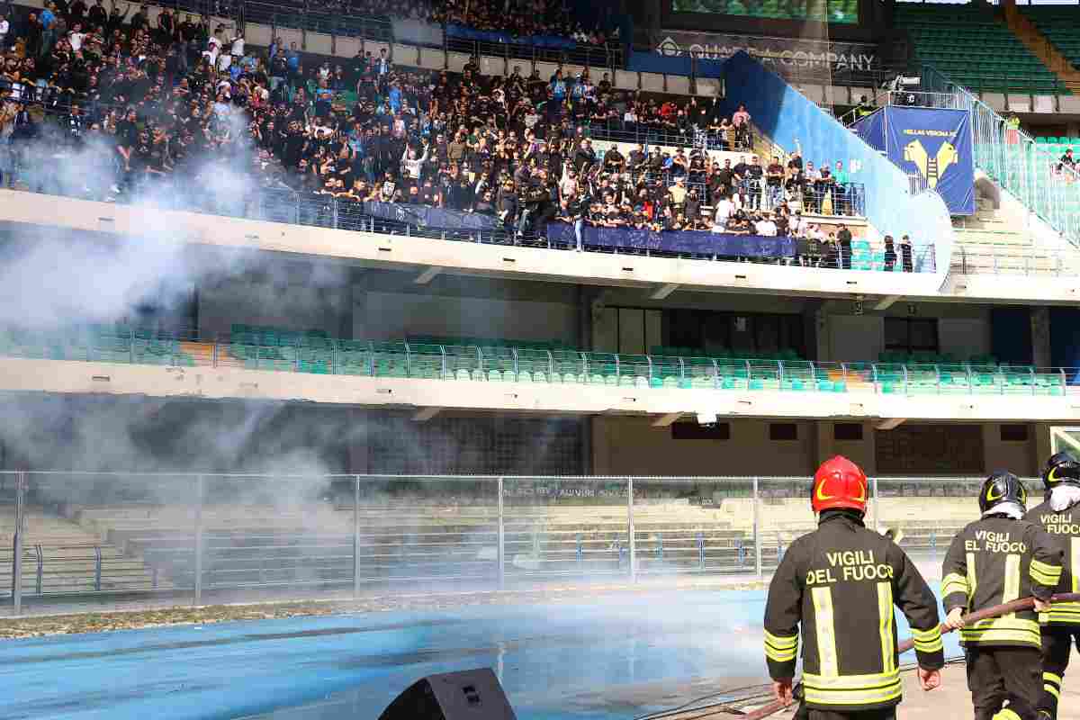 Scontri nel post partita tra ultras del Verona e del Napoli