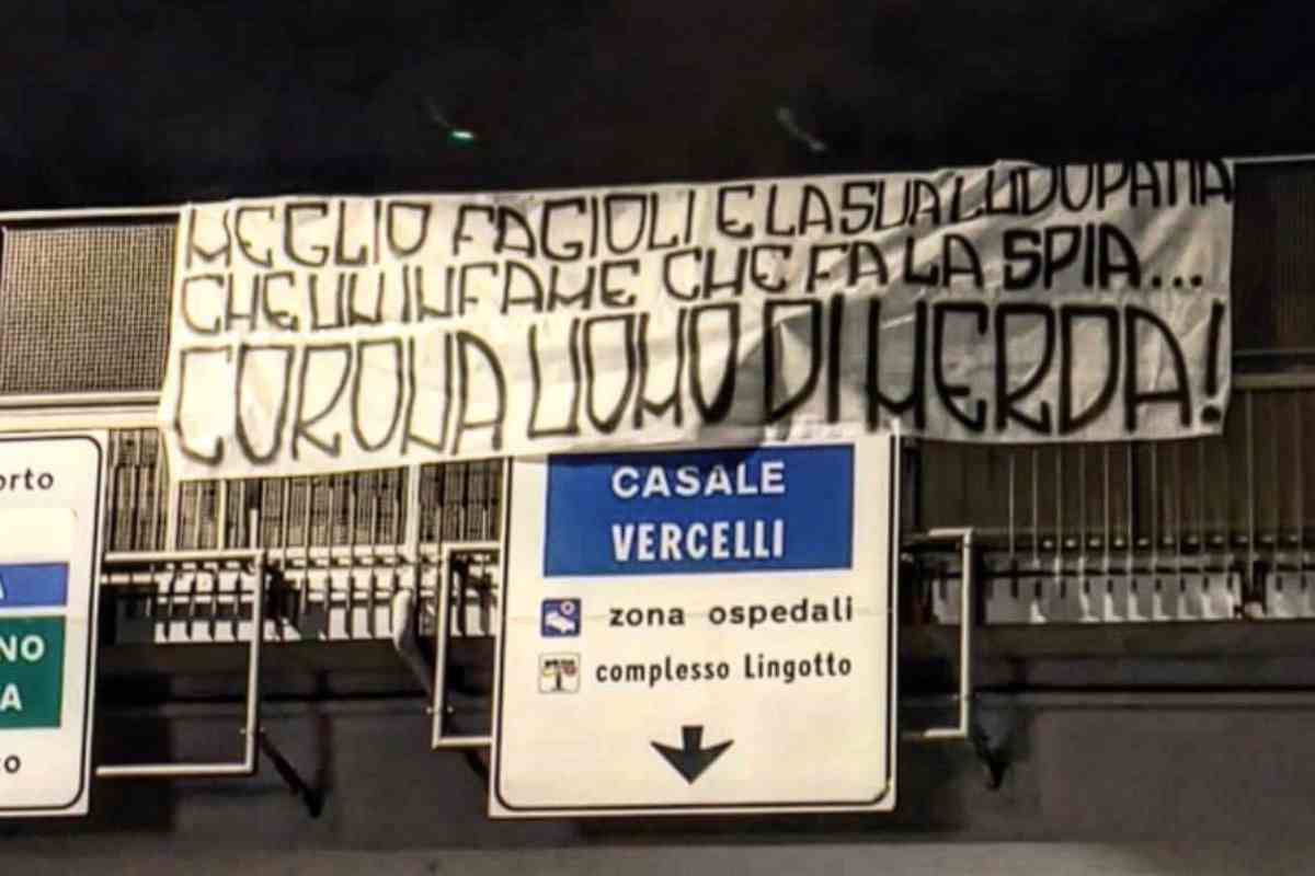 Striscione Curva Sud Juventus Corona