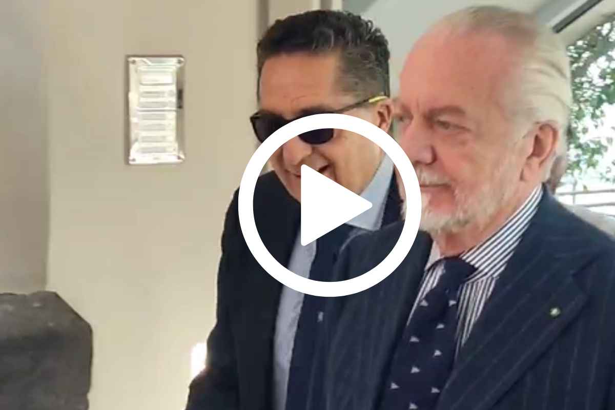 De Laurentiis all'uscita da Palazzo Petrucci per il pranzo Uefa
