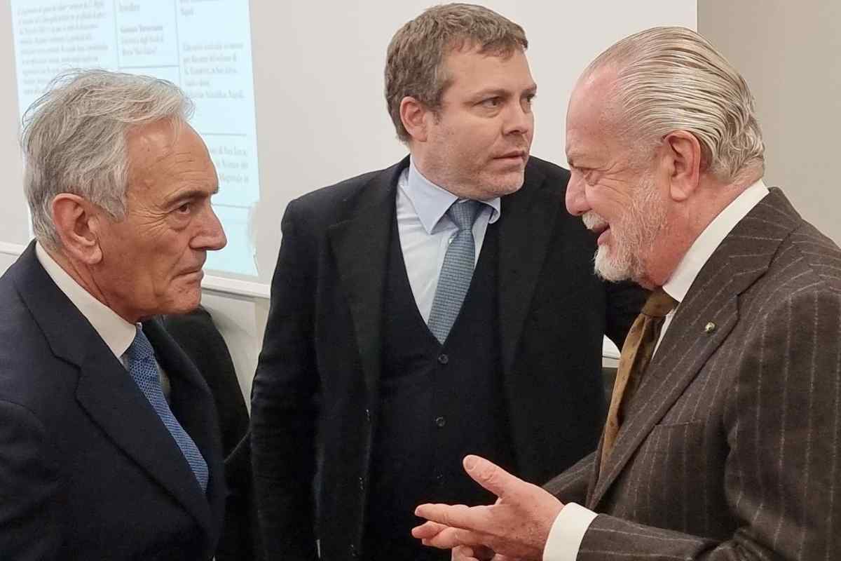 De Laurentiis con Gravina e Casini