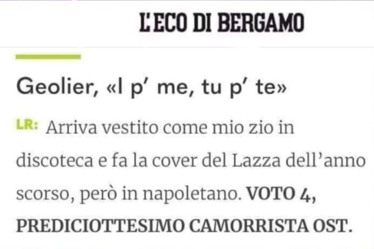 L'Eco di Bergamo boccia Geolier