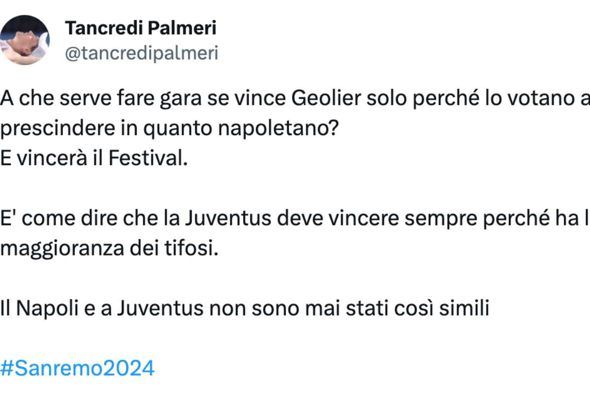 Geolier vince la serata Cover a Sanremo