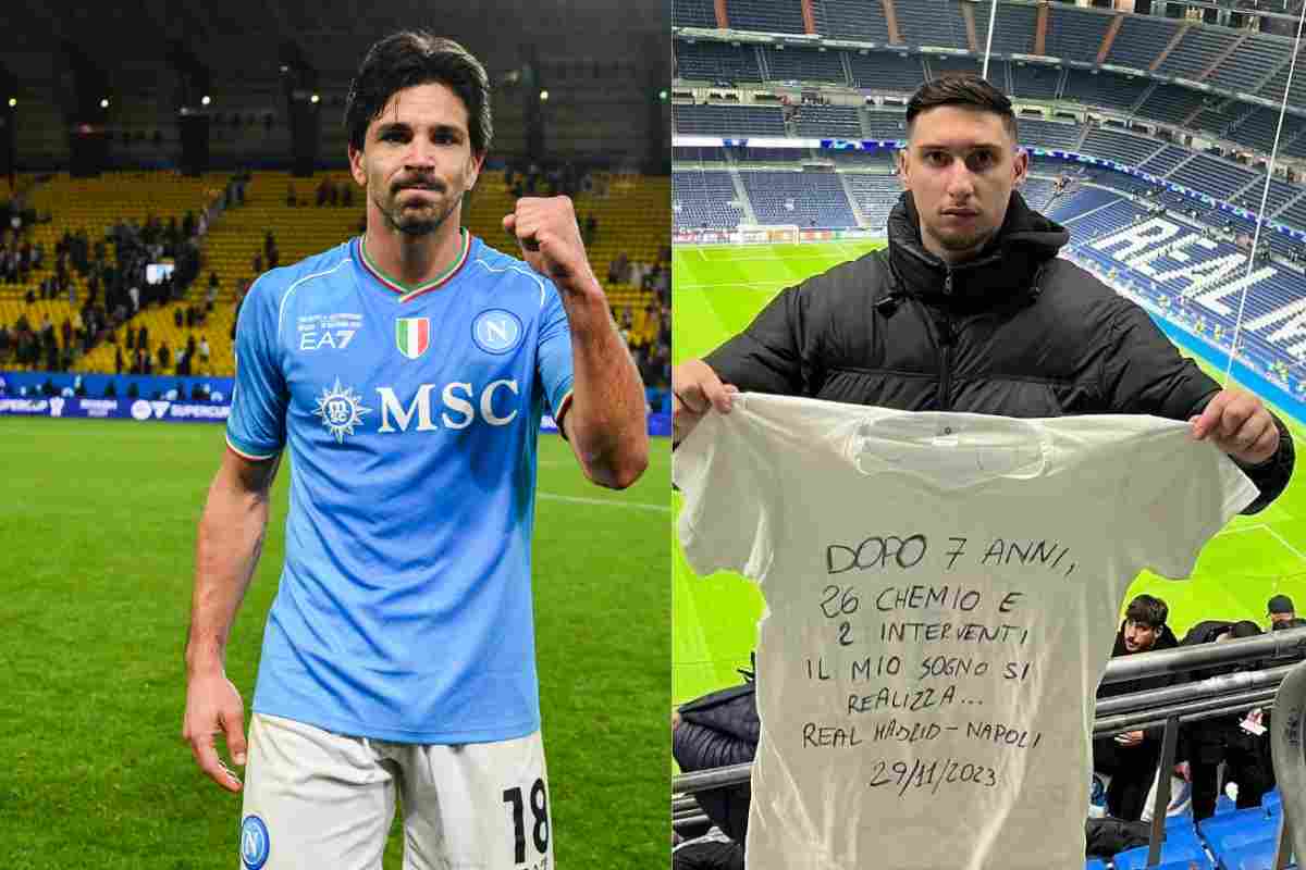 Simeone regala maglia a un tifoso del Napoli