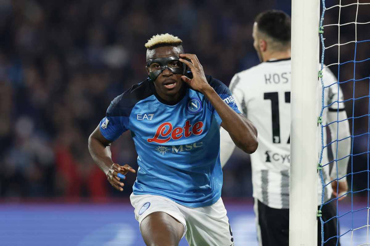 Osimhen esulta dopo il goal alla Juventus la scorsa annata