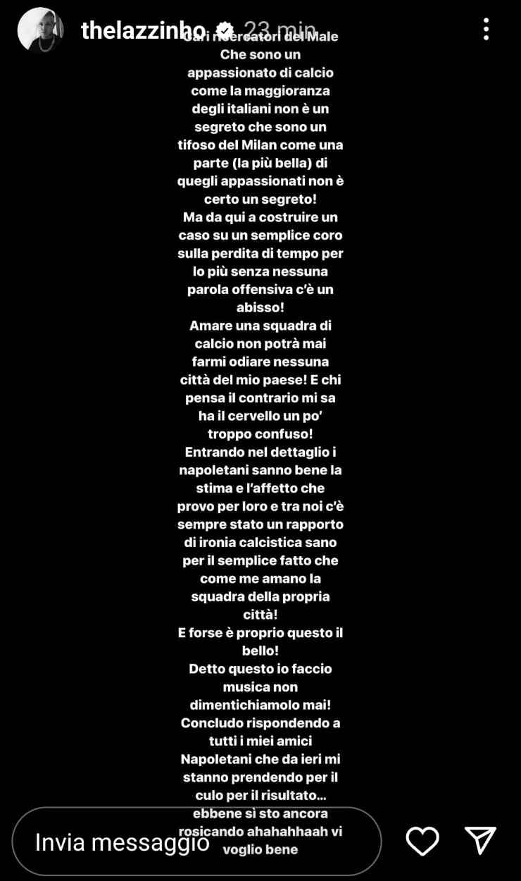 "Sono solo un tifoso", cori contro Napoli: arriva la risposta di Lazza! (FOTO)