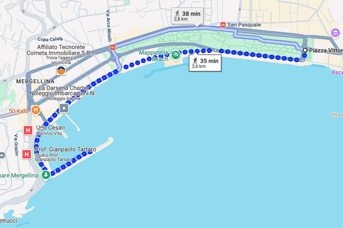 Il percorso del bus scoperto del Napoli