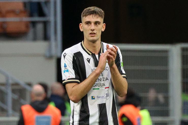 Lucca in campo con la maglia dell'Udinese