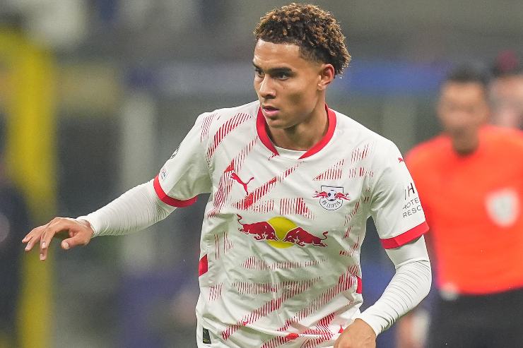 Antonio Nusa in azione con la maglia del Lipsia