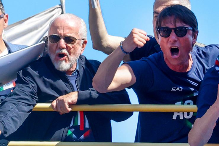 De Laurentiis e Conte festeggiamenti Scudetto