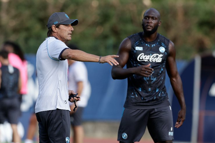 Conte e Lukaku in allenamento