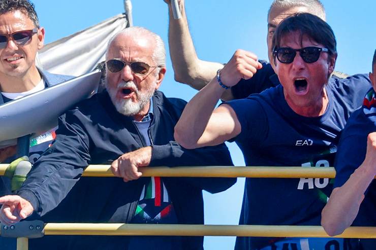 De Laurentiis e Conte festeggiamenti scudetto