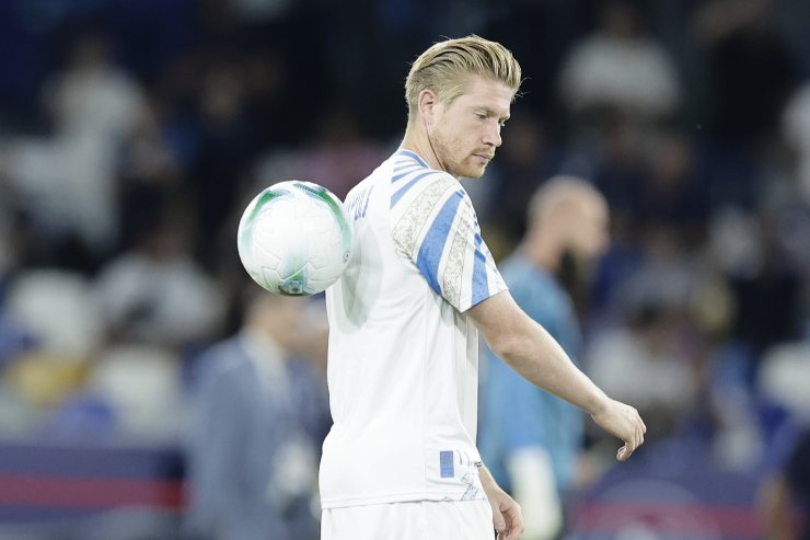 Kevin De Bruyne durante il riscaldamento