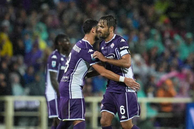 Luca Ranieri in gol durante Fiorentina-Napoli 