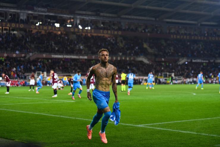 Noa Lang esulta nella gara di Serie A contro il Torino del 2025