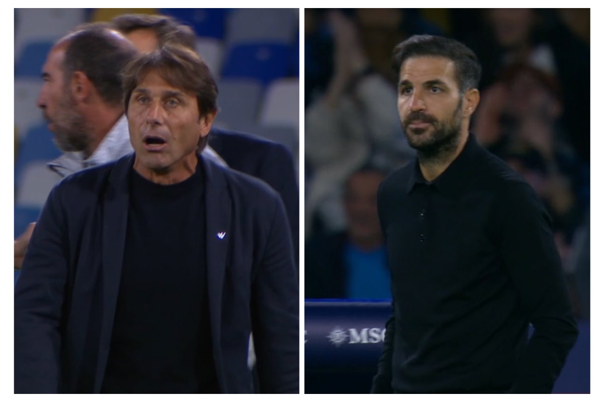 Collage con Conte e Fabregas sulle parole usate dai due