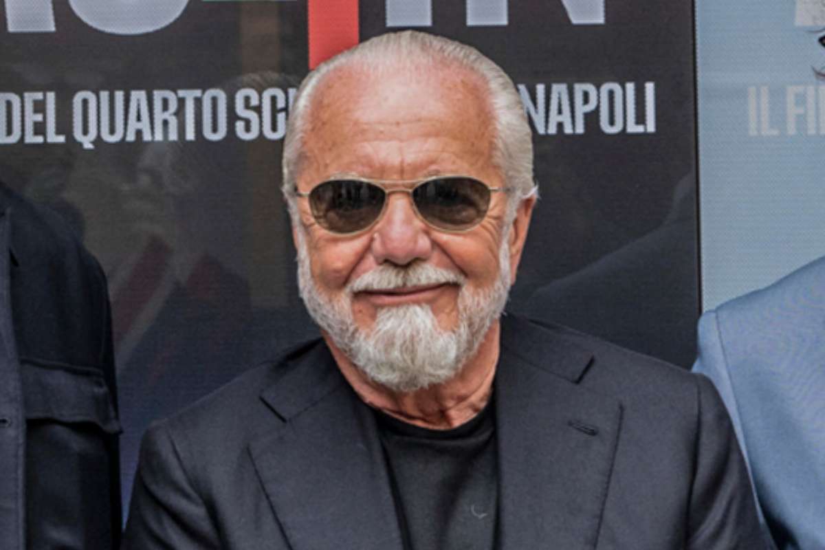 Aurelio De Laurentiis fotografato alla presentazione del film del Napoli "Ag4in"